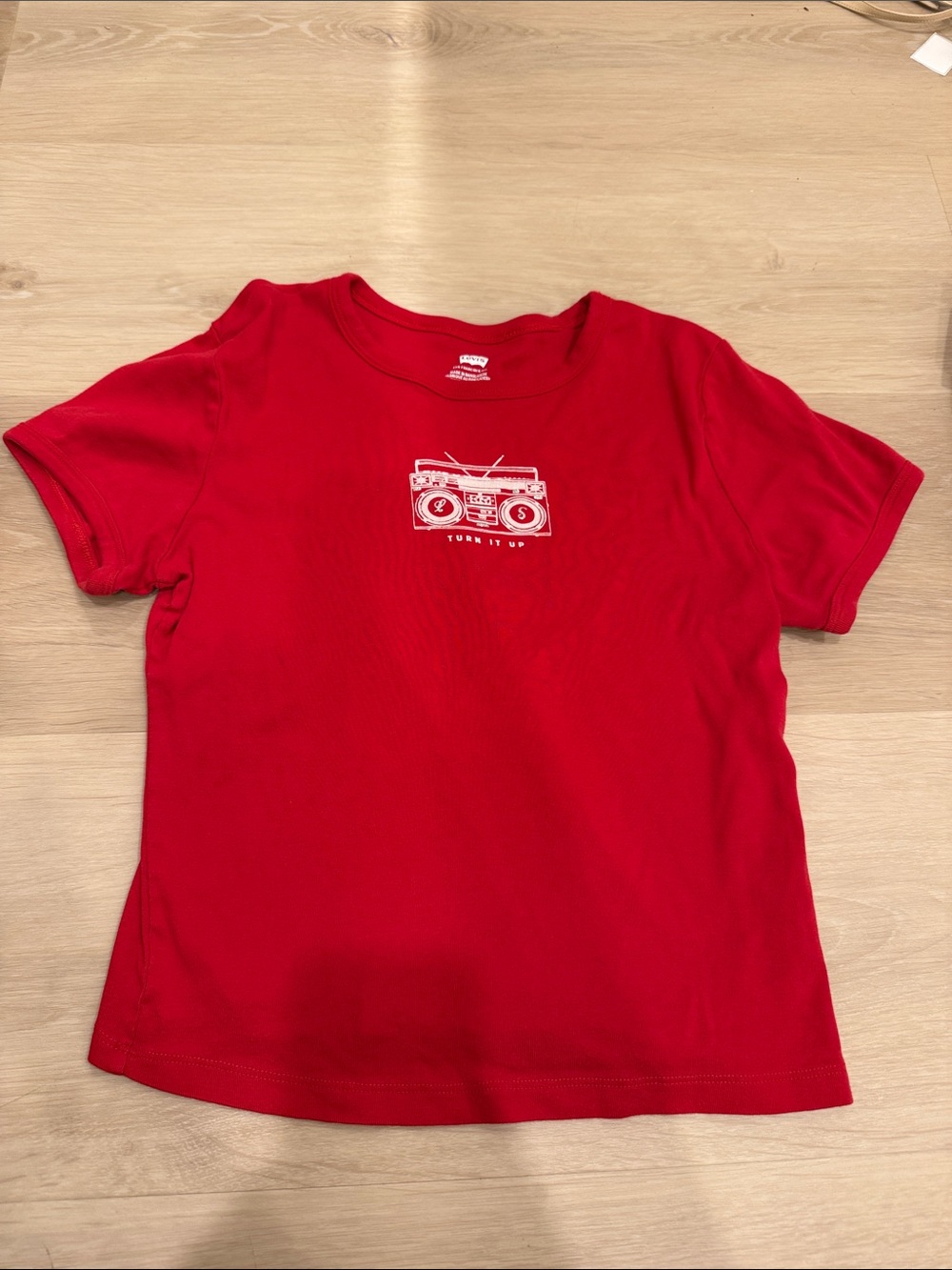 Levi's Red Short-Sleeve Tee with White Boombox Graphic